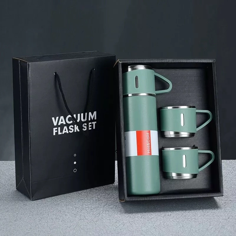 KIT GARRAFA E XÍCARAS TÉRMICAS VACUUM FLASK 500ML